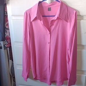 SHEIN Bright Pink Button-Down Shirt